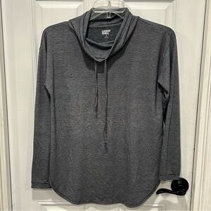 Lands' End Women's Cowl Neck Long Sleeve T-Shirt, Gray Stripe, Size Med (10-12)